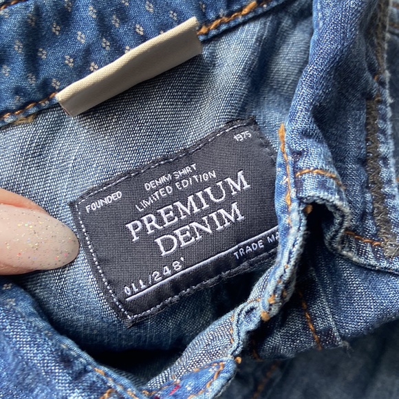 Zara boys denim shirt chambray snap front shirt kids western pockets size 8 - Picture 7 of 10